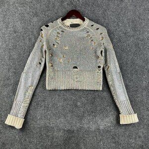Zoe Jordan Sweater Womens XS  Cashmere Wool Crop Top Cut Outs Metallic Shine
